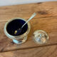 Vintage silver-plated table service duo – Mustard pot with spoon