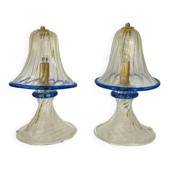 Pair of Hollywood Regency 'mushroom' lamps, Barovier & Toso in Murano