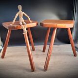 Duo tripod stool solid wood