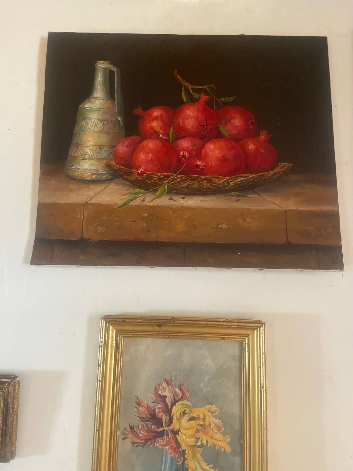 Old painting - Oil painting - Still life with pomegranates