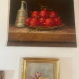 Tableau ancien - Peinture à l’huile - Nature morte aux grenades