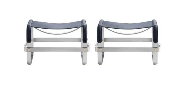 Wanderlust footrest pair, blue with silver steel.