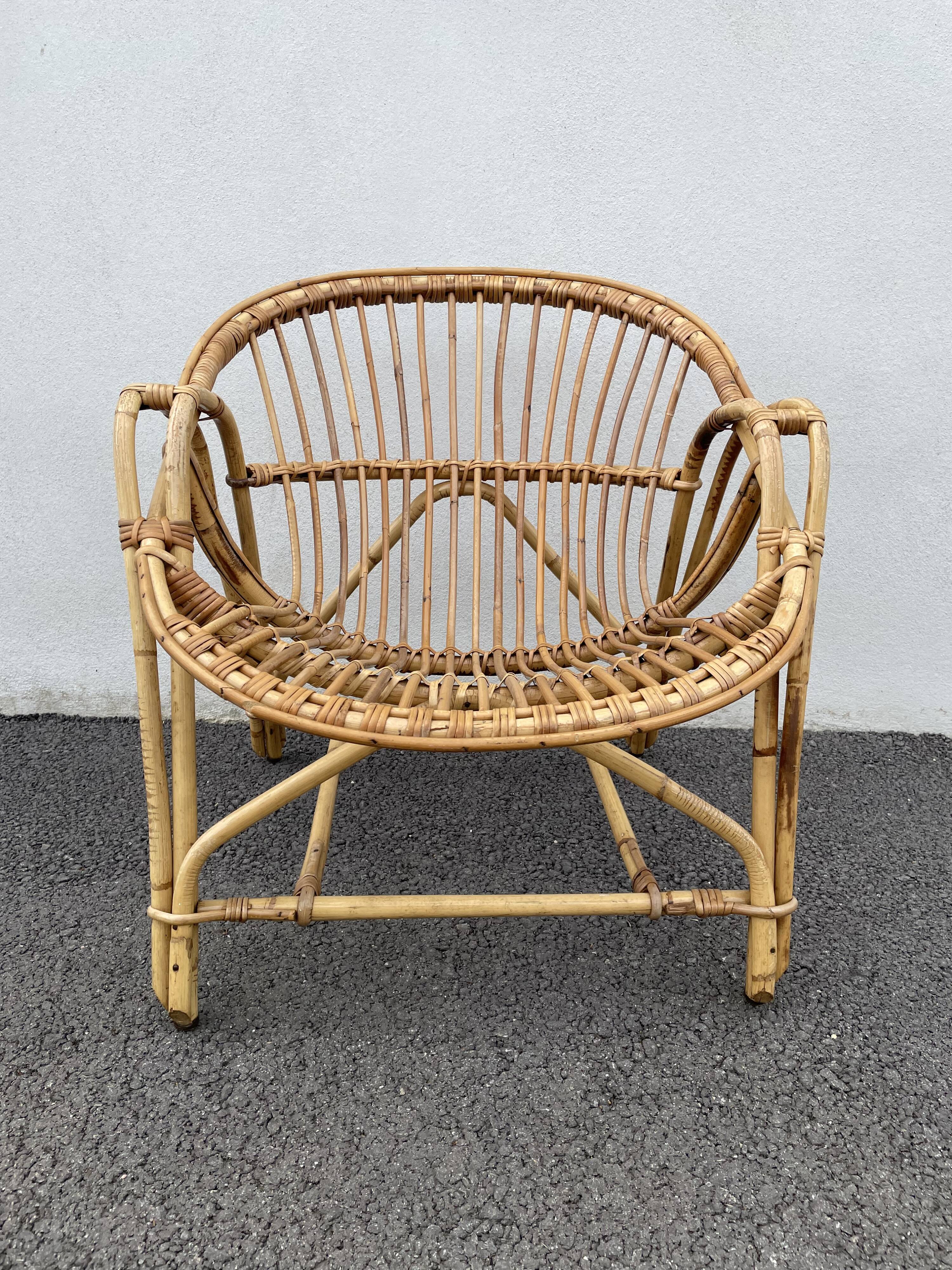 Rattan basket armchair