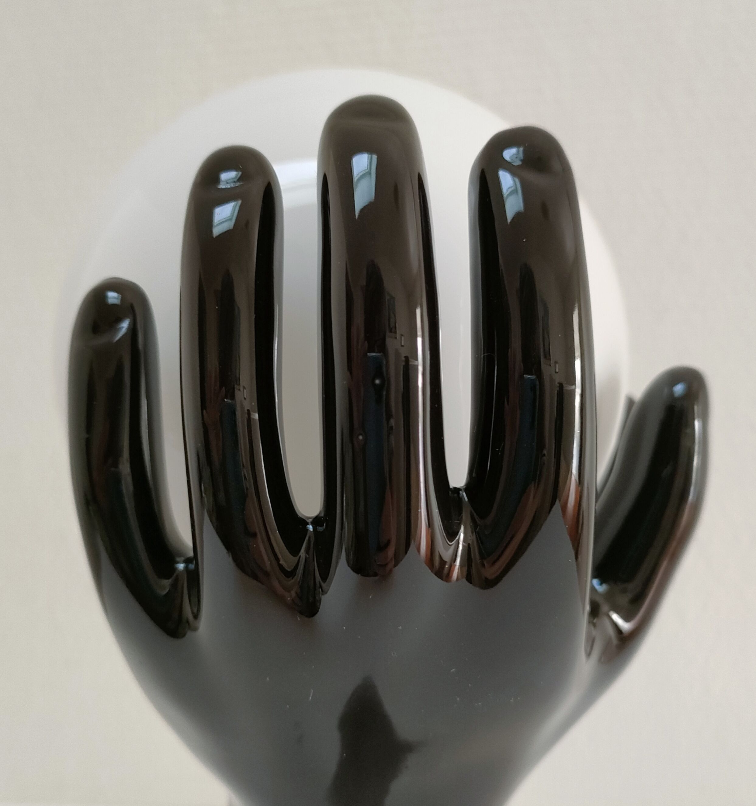 Black ceramic and opaline design hand lamp 90s