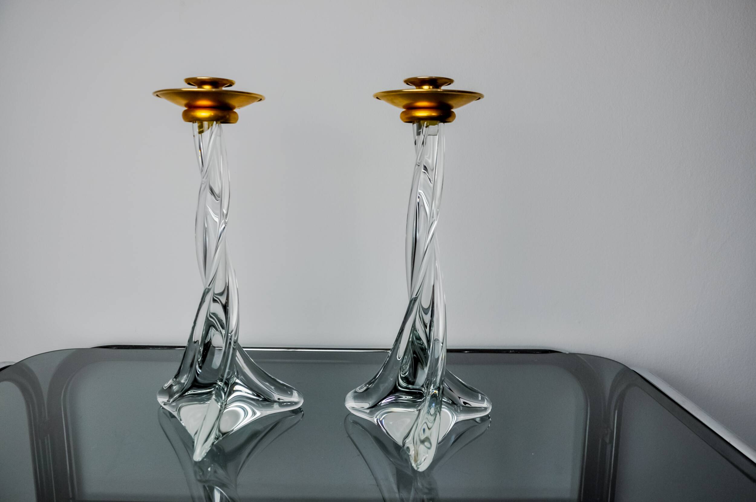 Pair of twisted Murano glass candlesticks, Italy, 1970