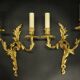 Large pair of stamped wall sconces in Louis XV style - gilded bronze