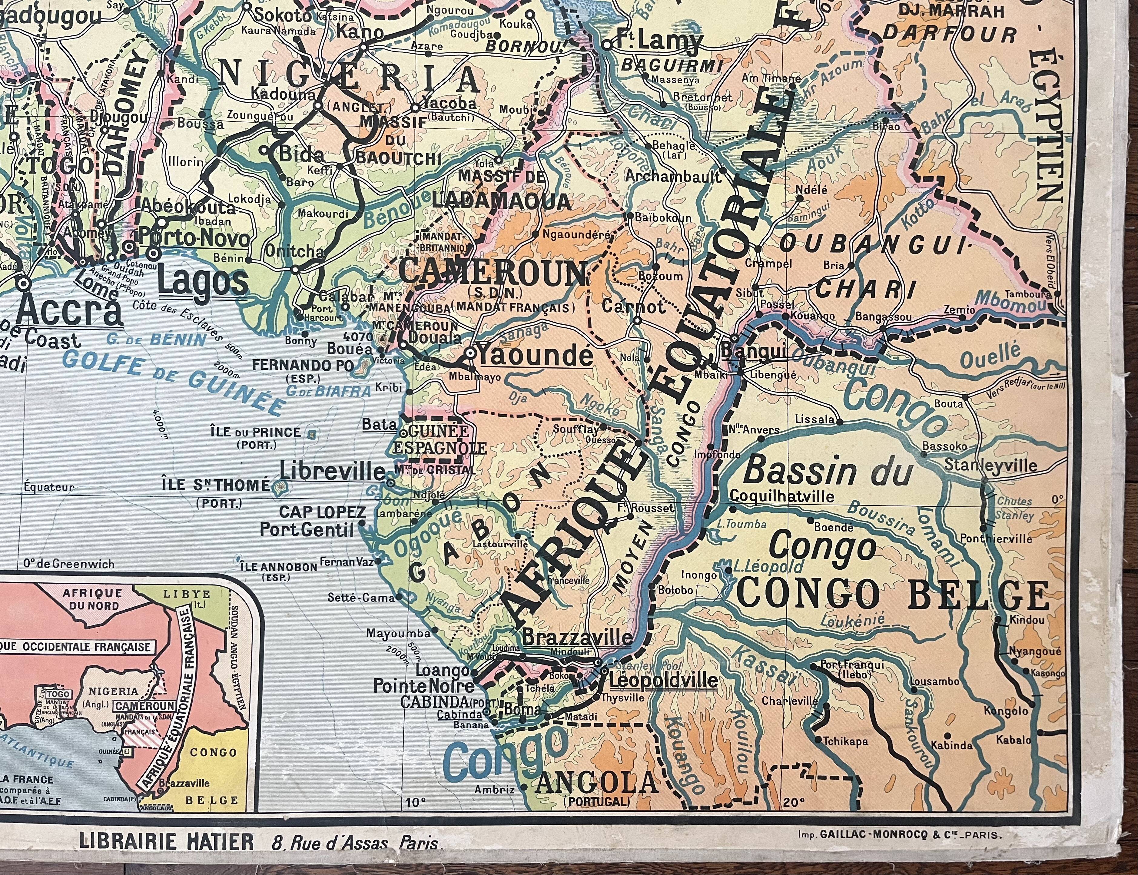 Old school map Hatier 51, 1930, Equatorial West Africa