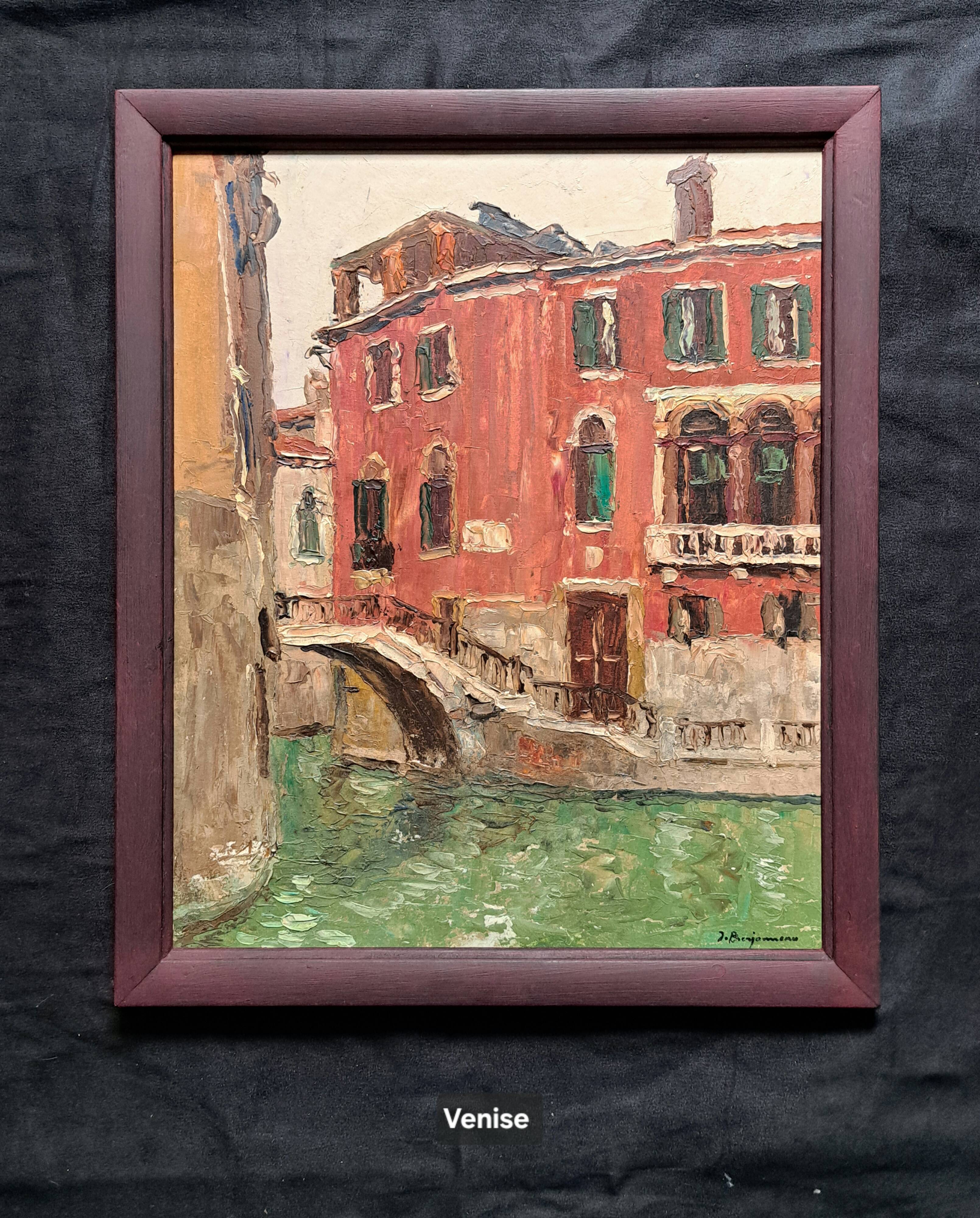 Pair of post-impressionist paintings signed BERJONNEAU, oil on cardboard.