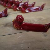 10 ceramic knife holders in burgundy duck with gold edging