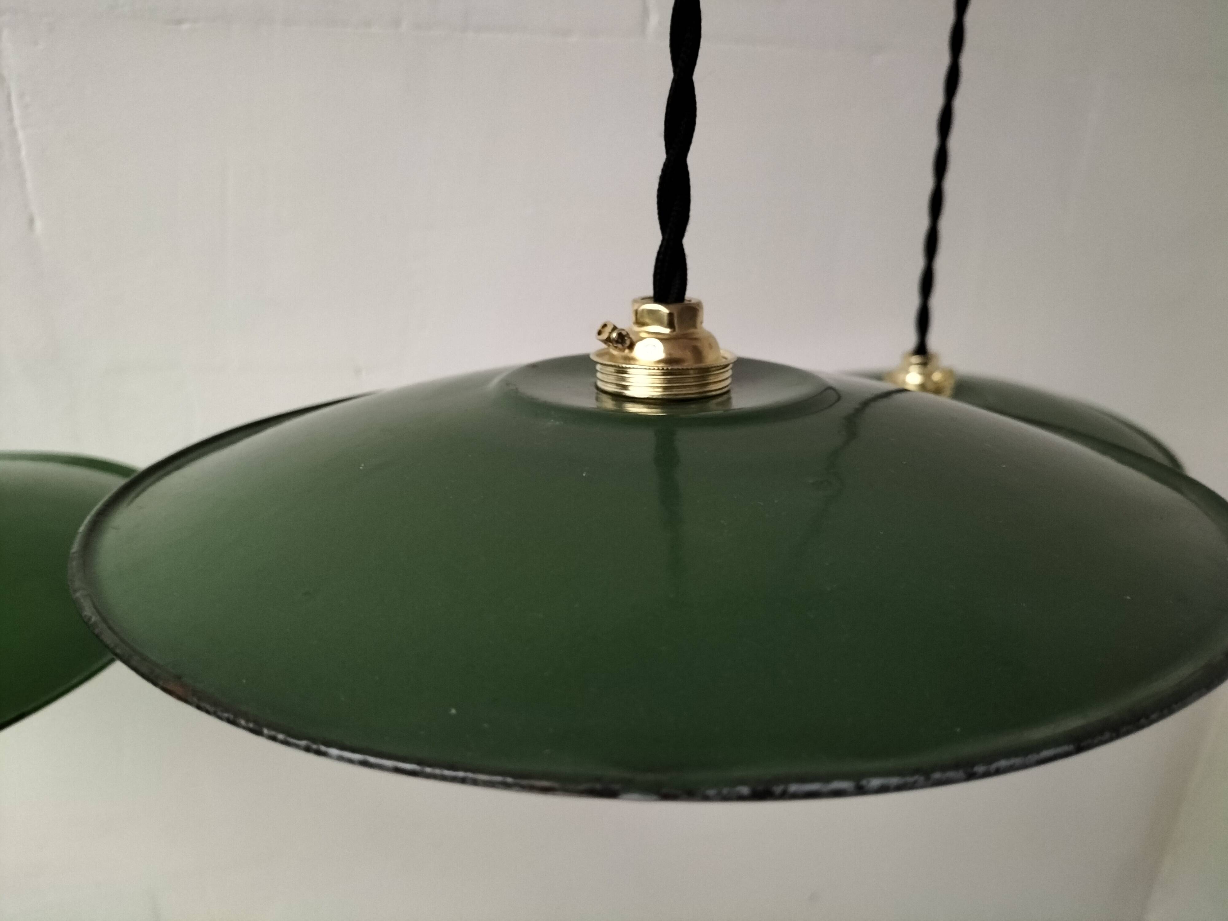 Enameled sheet metal pendant lights