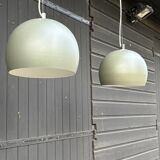 2 round metal pendant lights, Sweden 1980s