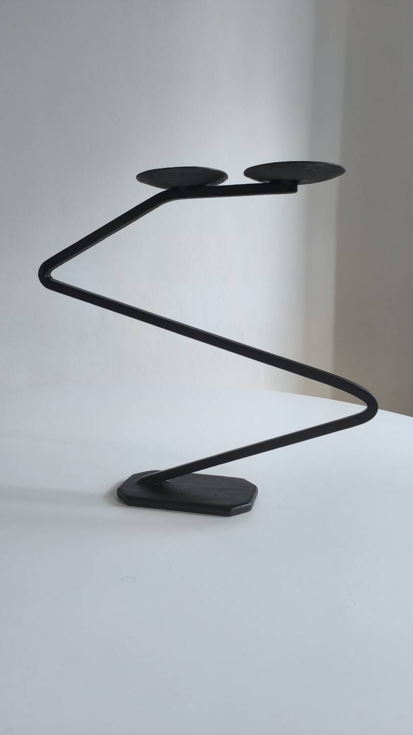 Brutalist wrought iron candle holder 1950