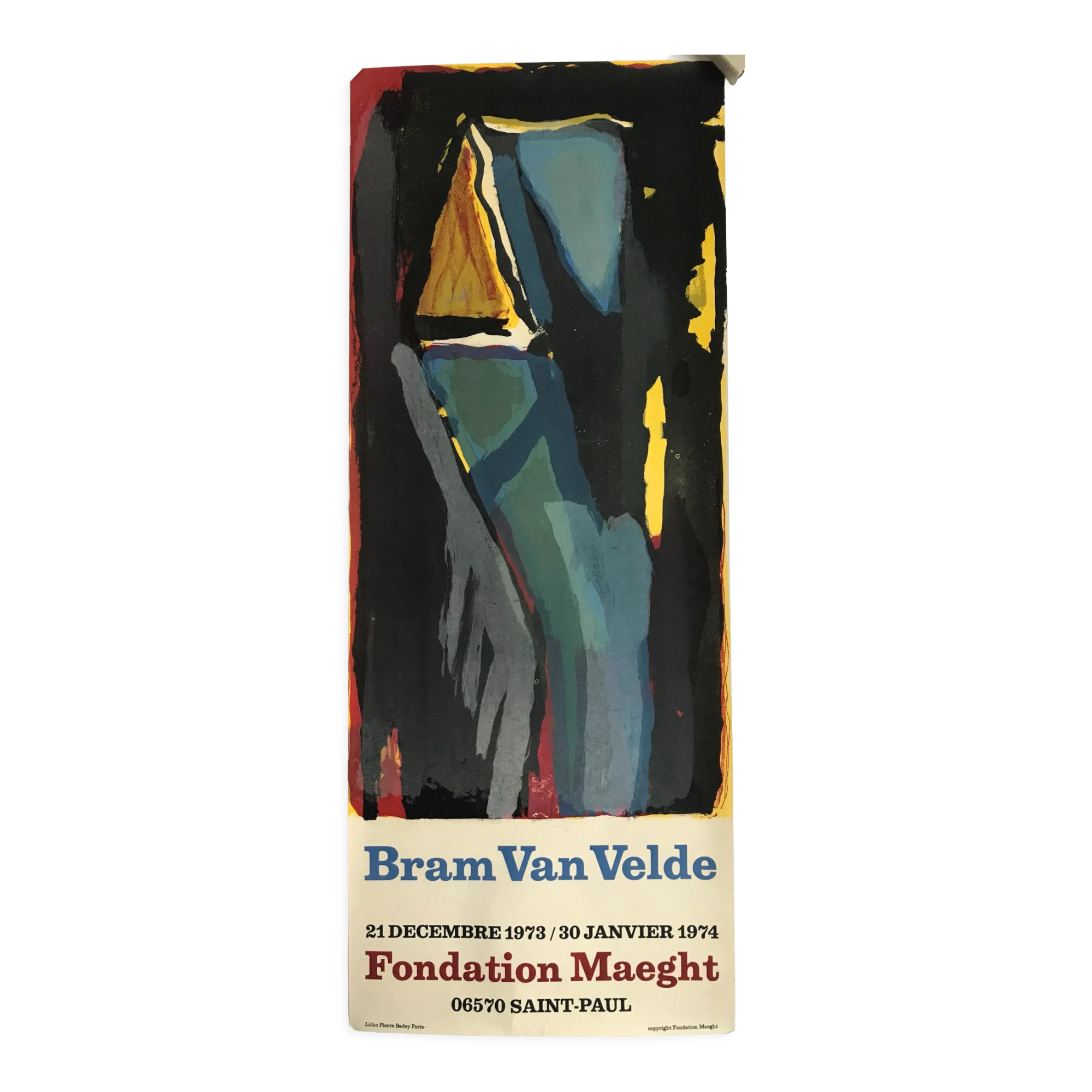 Original lithograph poster by Bram Van Veld, fondation Maeght, 1974