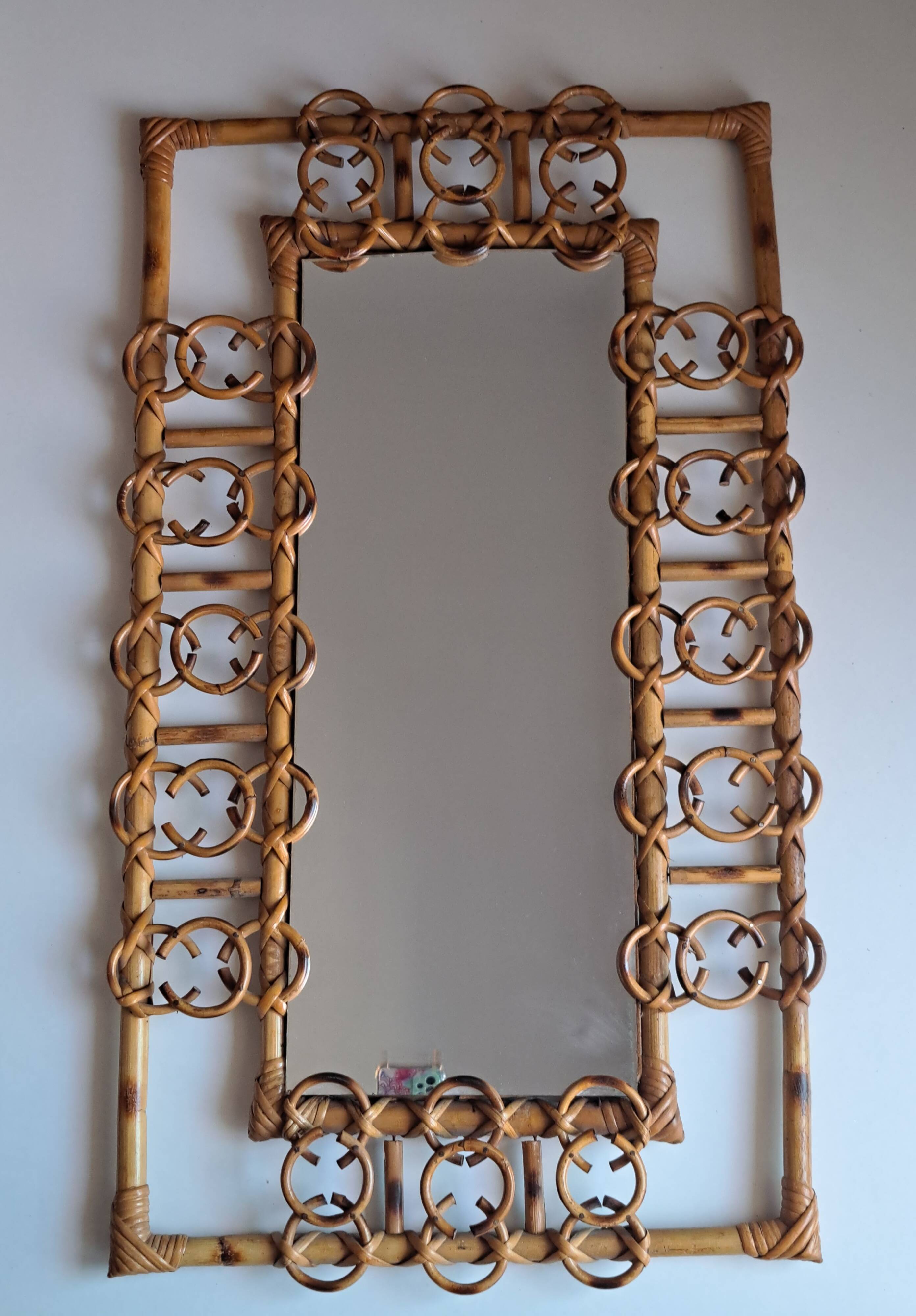 Vintage bamboo mirror