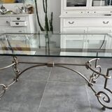 Roche Bobois glass and steel dining table and 6 chairs