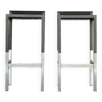 Minimalist Bar Stools by Ruud Jan Kokke, 1980s. Set of 2