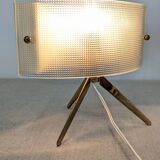 Tripod lamp in glass and brass by MD, Italy circa 1950.