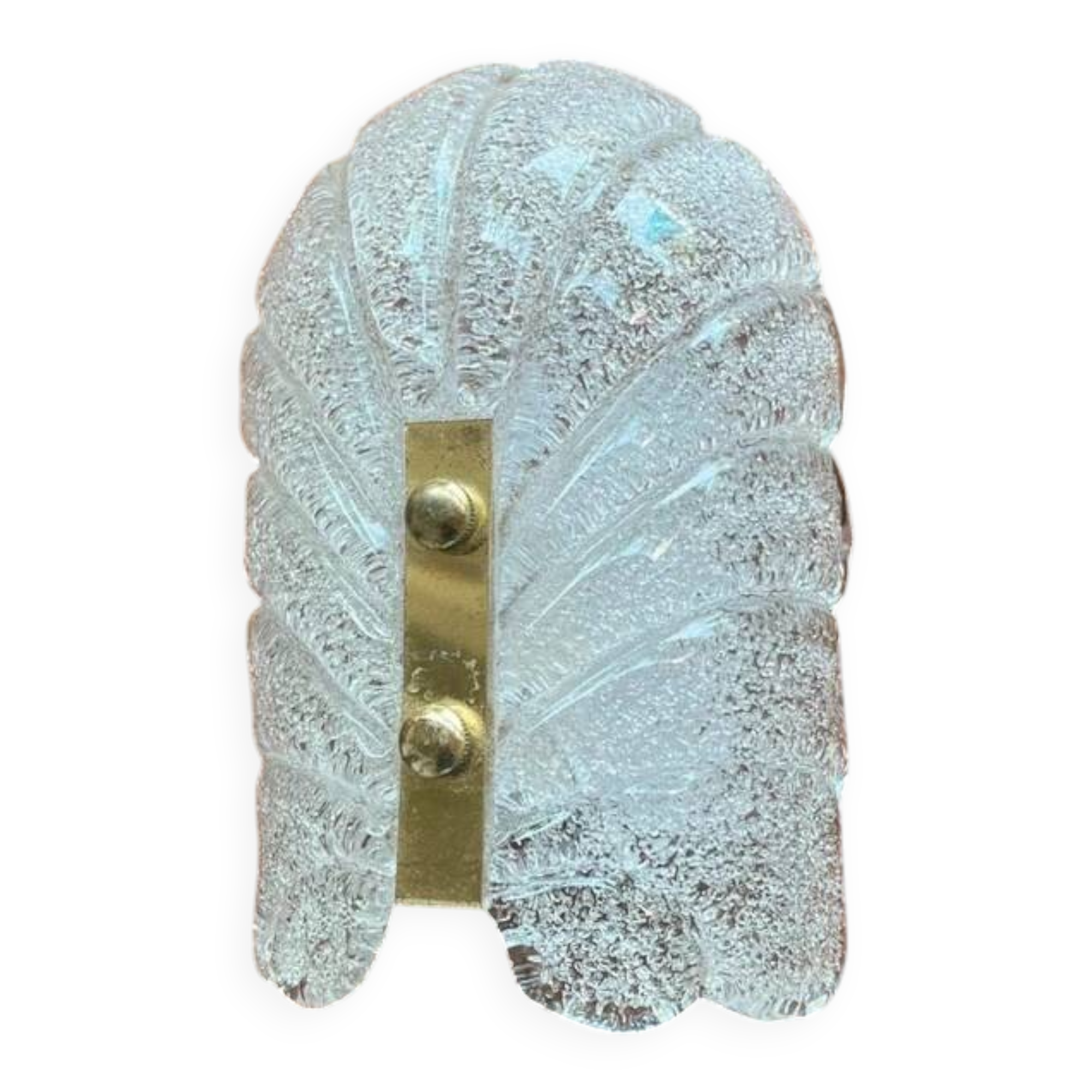 Murano wall lamp in cracked glass and gilded brass, Italian design 1970