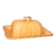 Antique yellow ceramic butter dish with bee decor, vintage Provençal style