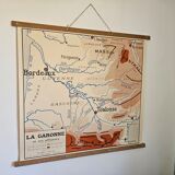 School map of ancient geography 1960 map of France the Garonne le Rhône
