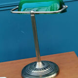 Notary lamp in brass and green opaline, 1950