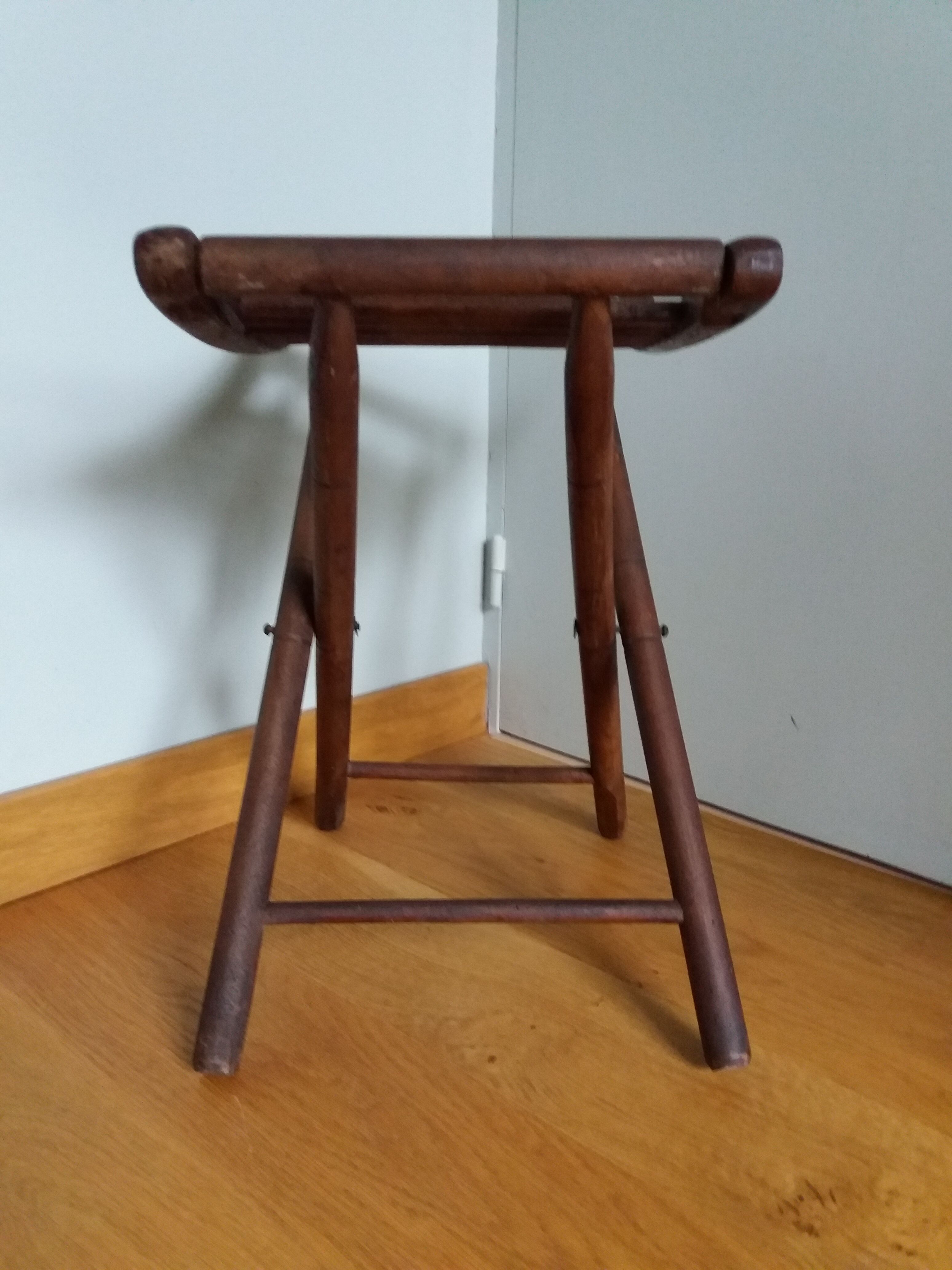 Folding wooden stool