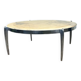 Table basse en marbre et acier inoxydable