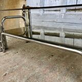 Coffee table chrome tubes and smoked glasses 1970