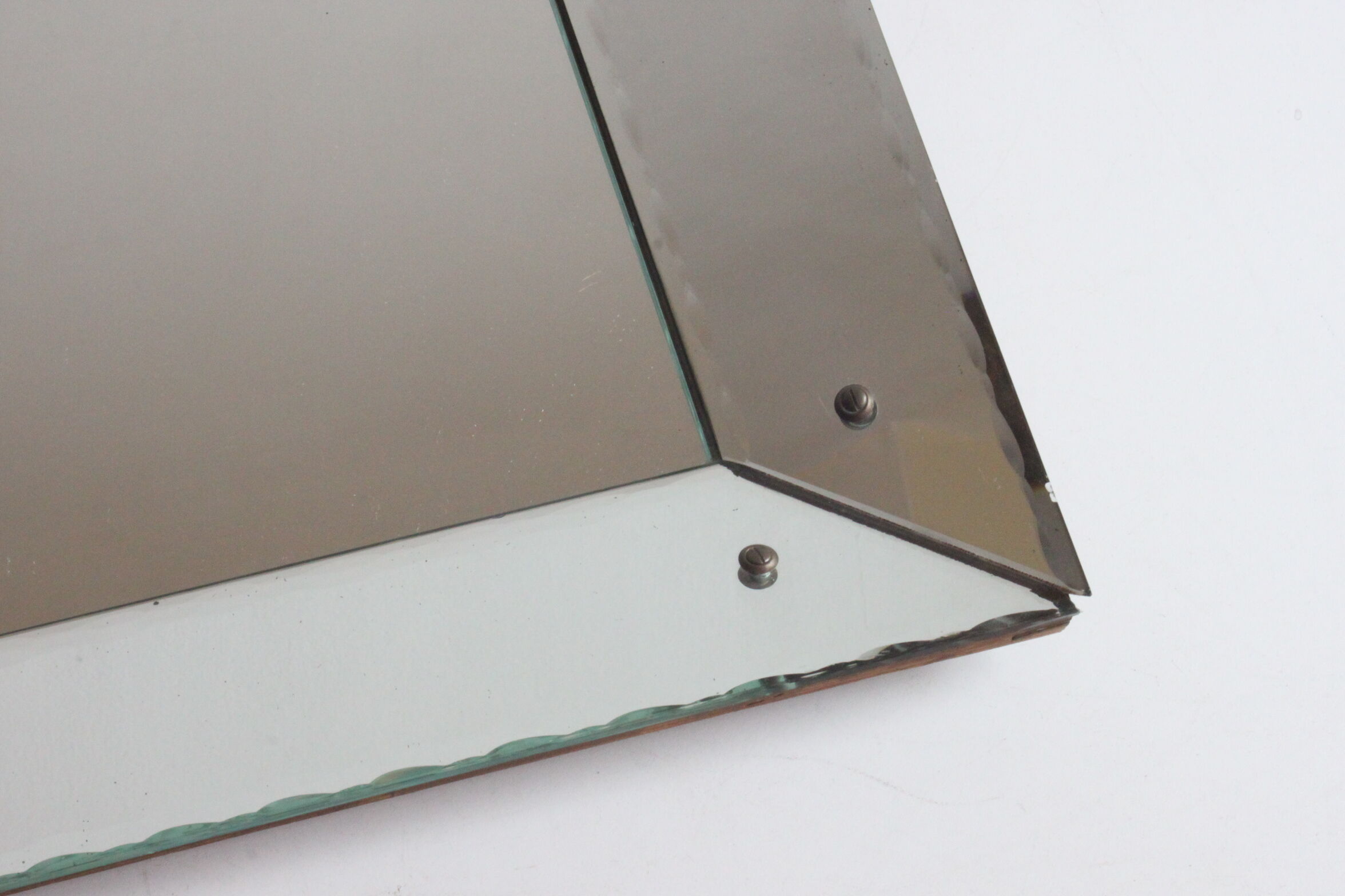 Art Deco box mirror with scalloped edges France 1930s