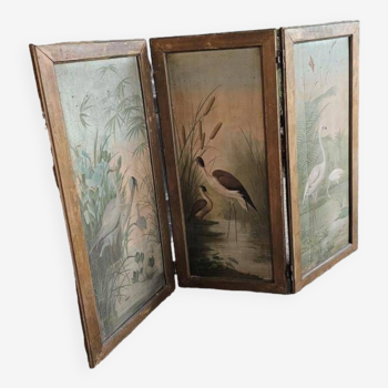 19th century screen - Nature decor Stilt walkers