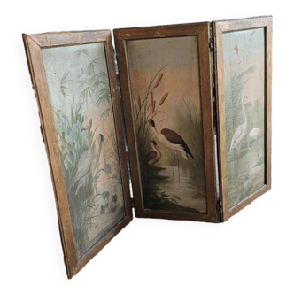 19th century screen - Nature decor Stilt walkers