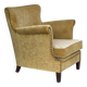 Fauteuil danois des années 1960, velours d'ameublement jaune miel, état d'origine.