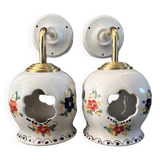 Pair of openwork ceramic wall lights