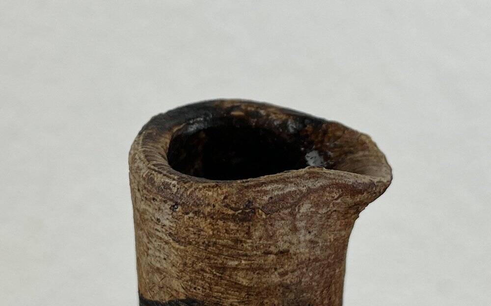 Brutalist vintage studio pottery vase carafe by Gerhard Liebenthron, 1970s.