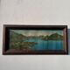 Vintage photographic print / Lake Annecy Alps / wooden frame