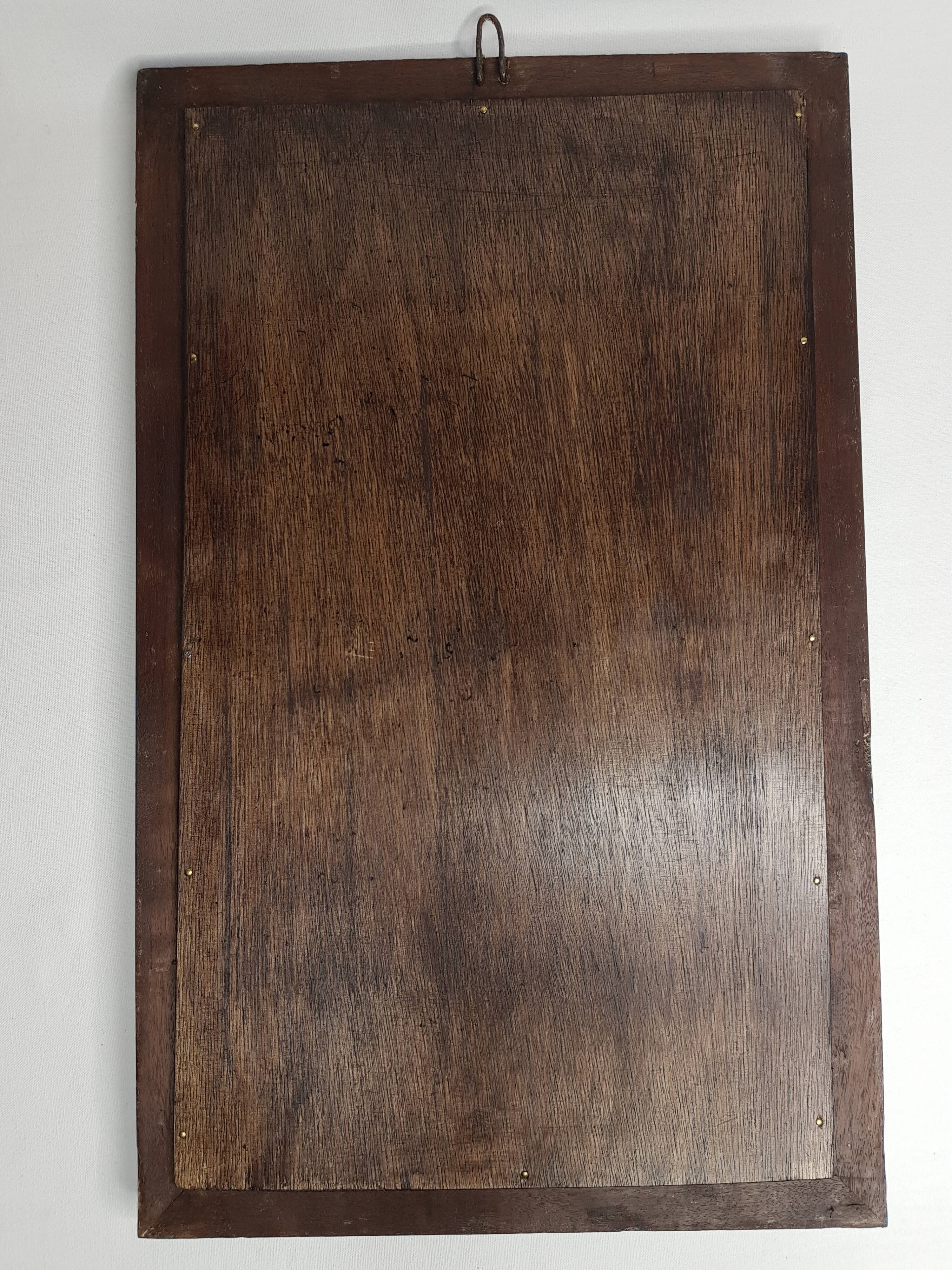 Old rectangular mirror, blue and silver patina, 46 cm