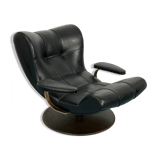 Vintage Italian black swivel armchair from 60s