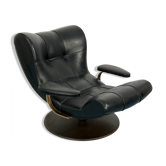 Fauteuil pivotant noir italien vintage des années 60