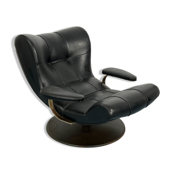 Vintage Italian black swivel armchair from 60s