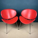 Set of red lounge chairs, Italy, 1990s