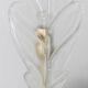 Vintage Murano Glass Table Lamp – White Opal Leaf-Shaped Glass with Blue Accent, Gold Metal Fittings, Italy 1980s