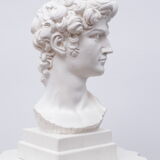 Head David in white plaster Roman Greek sculpture