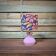 Table lamp, pink glass globe base, floral shade