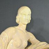 Sculpture “Young woman among flowers”, Odyv, Manufacture Berlot-Mussier, Art Deco