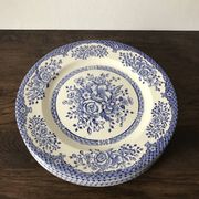 Set of 6 English flat plates, in ironstone ceramic, flower patterns