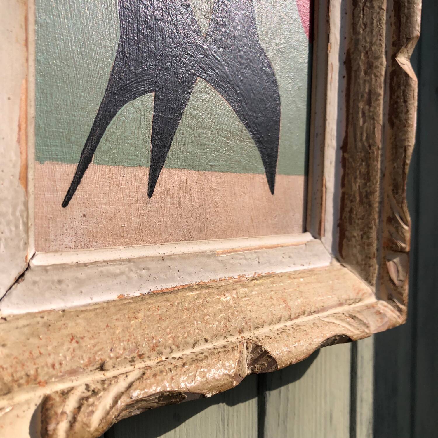 Abstract painting on wood panel