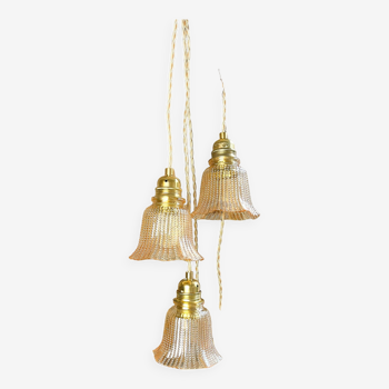 Vintage tulip portable lamps in customizable iridescent glass