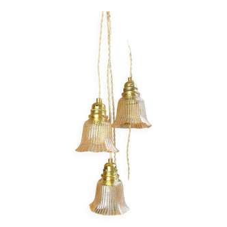 Vintage tulip portable lamps in customizable iridescent glass