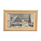 Huile sur toile suédoise – « Paysage abstrait » par Carl Berndtsson