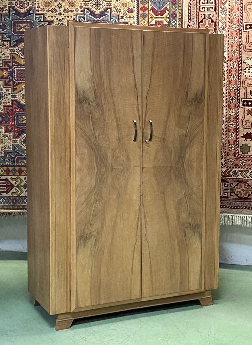 English Art Deco walnut penderie